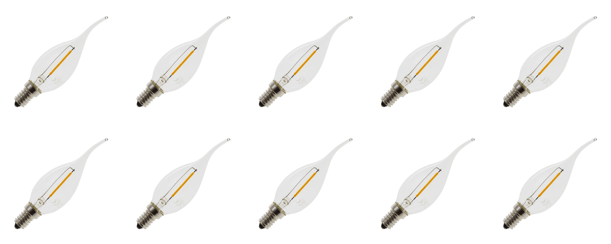 Lighto | LED filament | Kleine fitting E14 | Kaarslamp tip | Helder | 35mm | 1W | 10 stuks