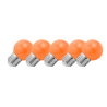 Lighto | LED lamp | Grote fitting E27 | Oranje | Kogellamp | 45mm | 1.5W | Dimbaar | 5-pack | Geschikt voor prikkabel