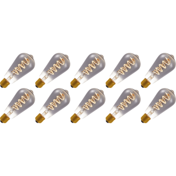 Lighto | LED filament | Grote fitting E27 | Edison lamp | Zwart | 64mm | 4W | 10 stuks