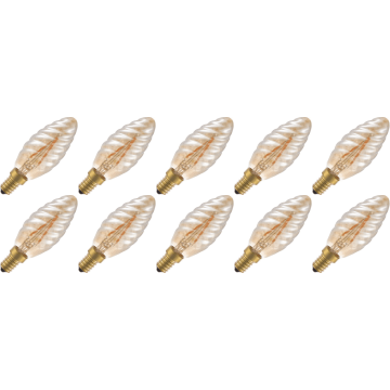 Lighto | LED filament | Kleine fitting E14 | Kaarslamp gedraaid | Helder | 35mm | 2W | 10 stuks