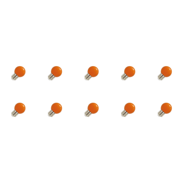 Lighto | LED lamp | Grote fitting E27 | Kogellamp | Oranje | 45mm | 1W | 10 stuks