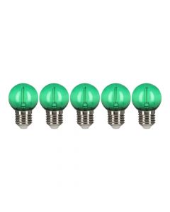 Bailey 5x Kogellamp Groen | LED Filament 0,6W | Grote fitting E27 Plastic