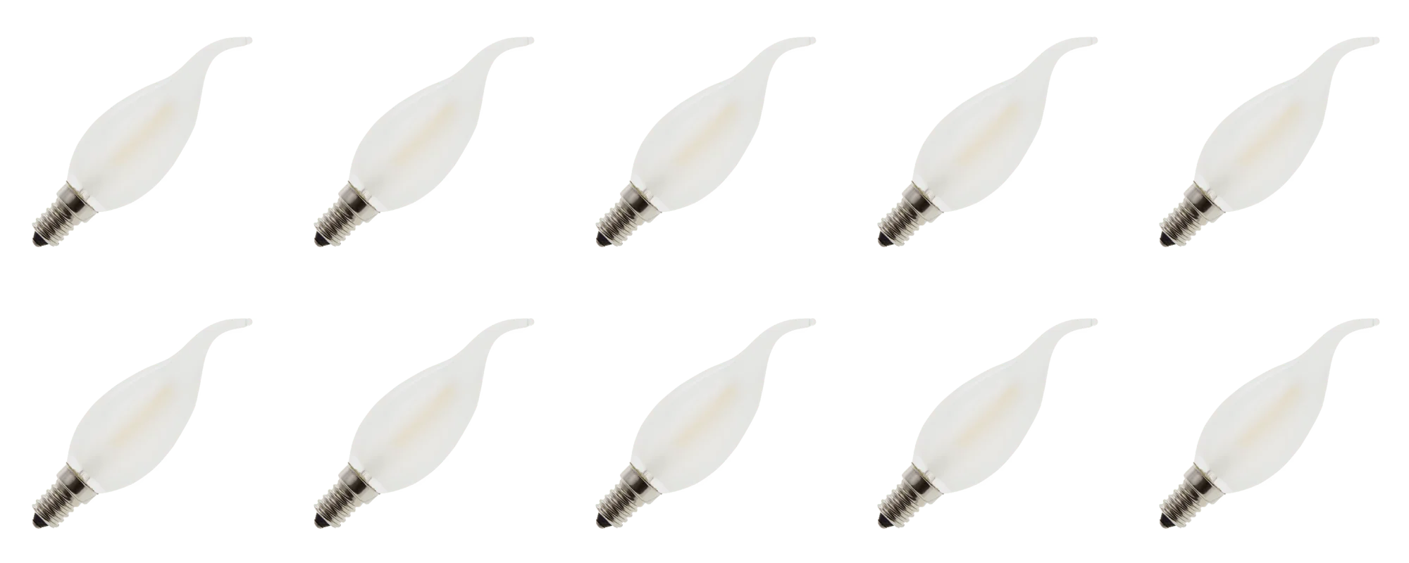 Lighto | LED filament | Kleine fitting E14 | Kaarslamp tip | Mat | 35mm | 2W | 10 stuks