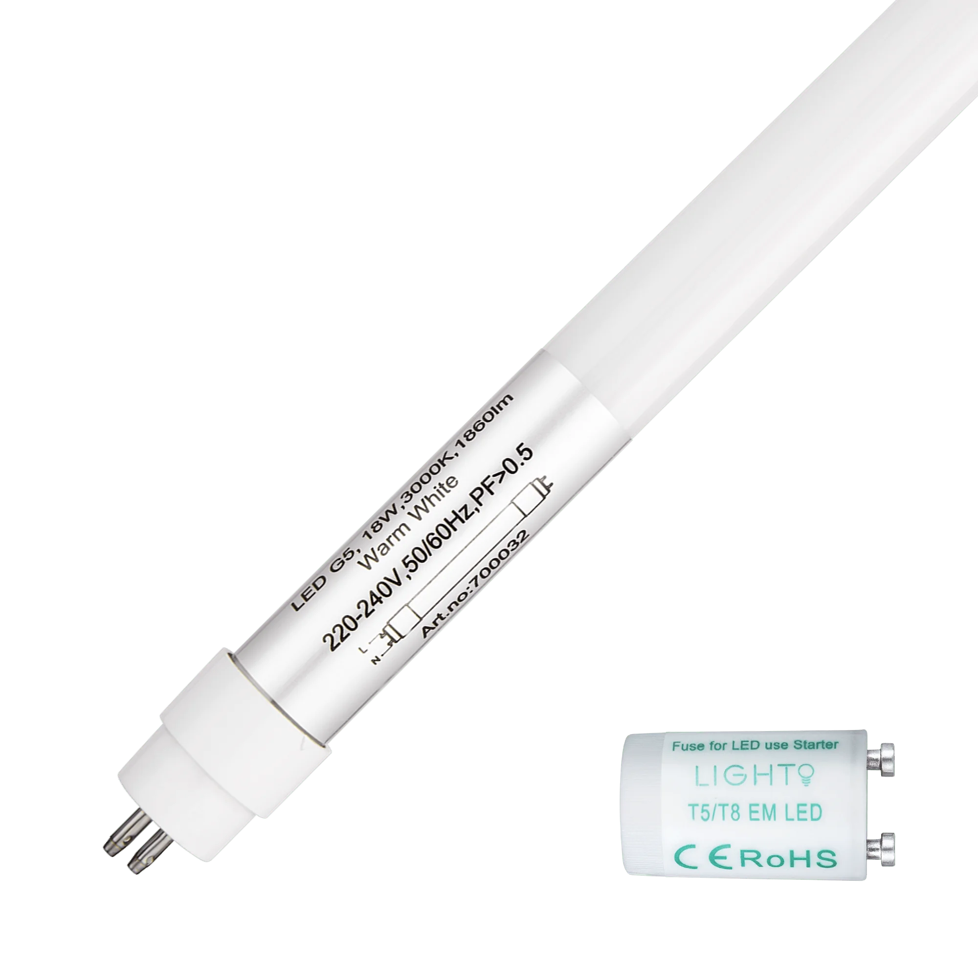 Lighto | LED TL buis | T5 | 18W | 1980lm | 120cm | 830 Warm Wit | vervangt 28W TL buis | EM/Mains