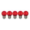 Bailey 5x Kogellamp Rood | LED Filament 0,6W | Grote fitting E27 Plastic