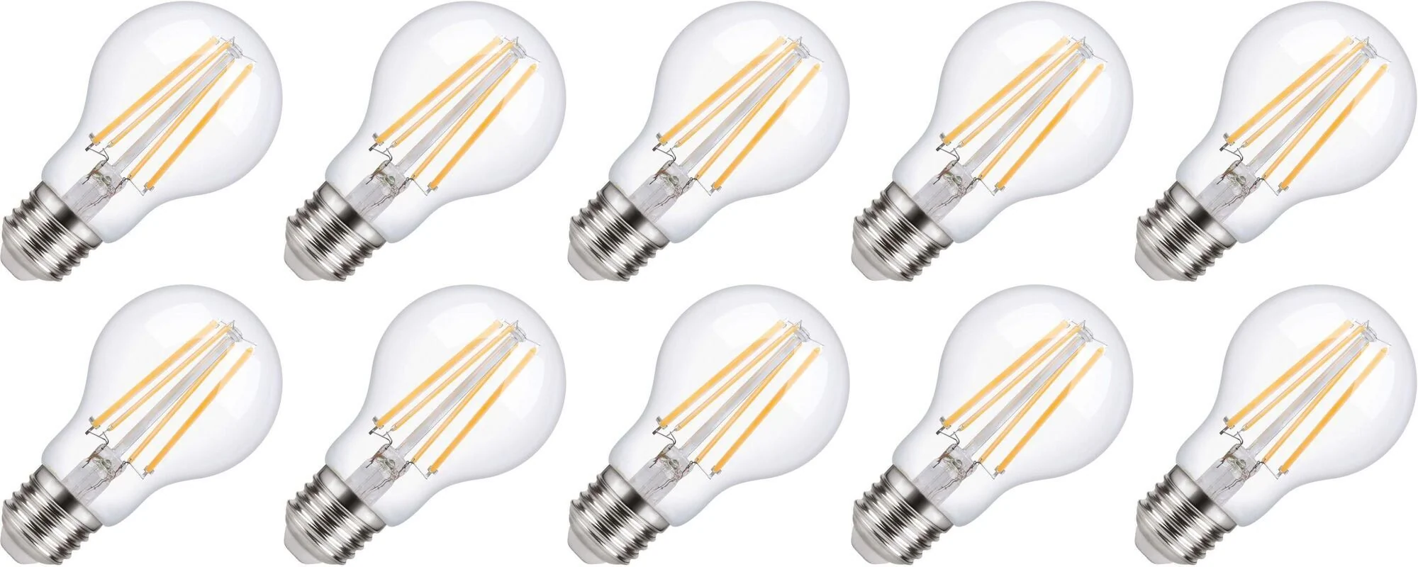 Lighto | LED filament | Grote fitting E27 | Standaardlamp | Helder | 60mm | 8W | 10 stuks
