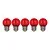 Bailey 5x Kogellamp Rood | LED Filament 0,6W | Grote fitting E27 Plastic
